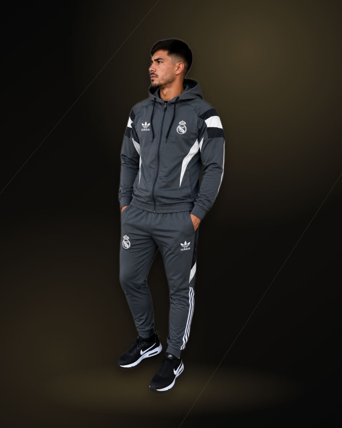 Conjunto de Inverno Masculino Real Madrid 2026 - Jaqueta com Capuz + Calça