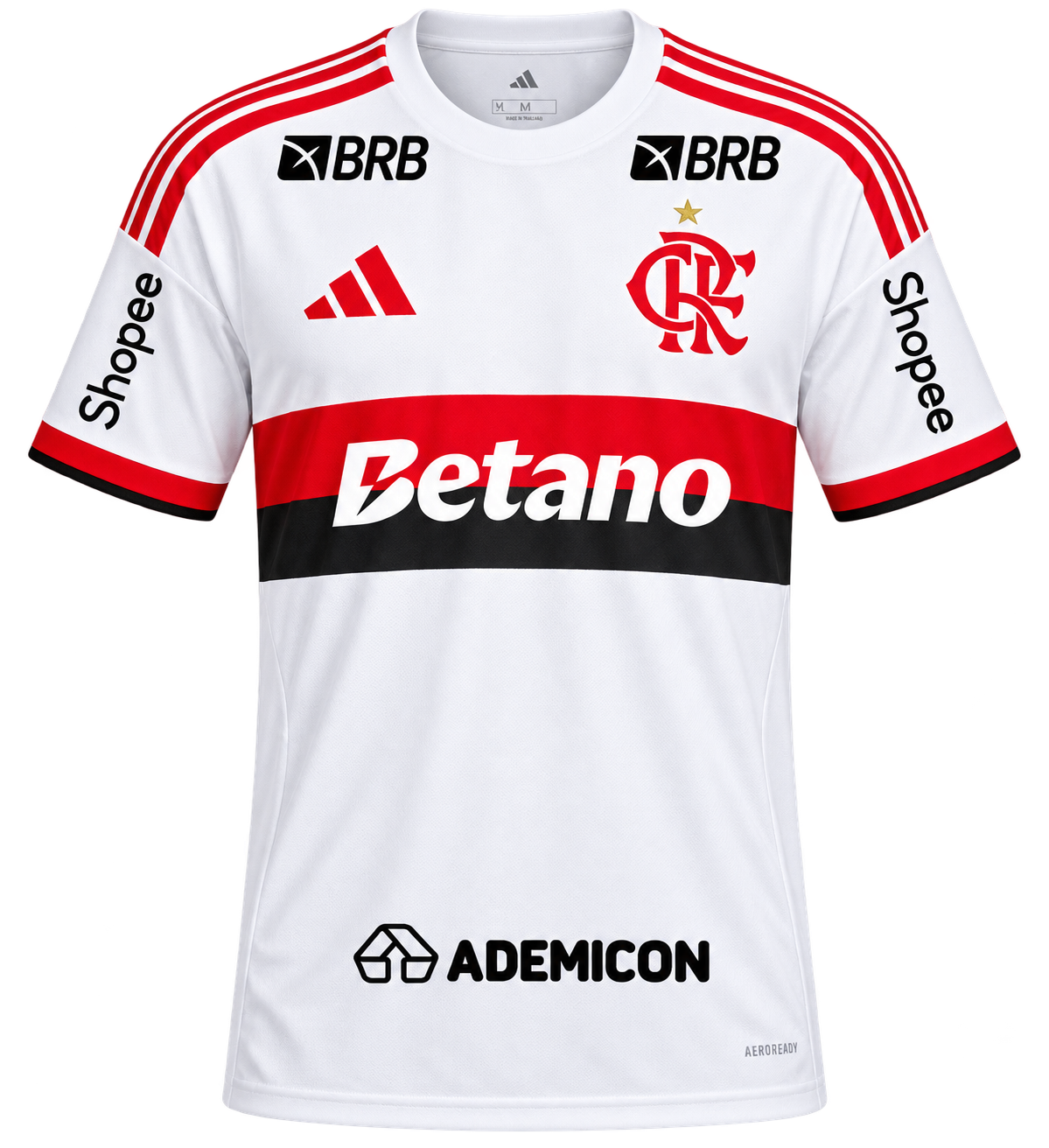 Camisa Flamengo II Adidas 26/27 Torcedor com Patrocínio - Branca