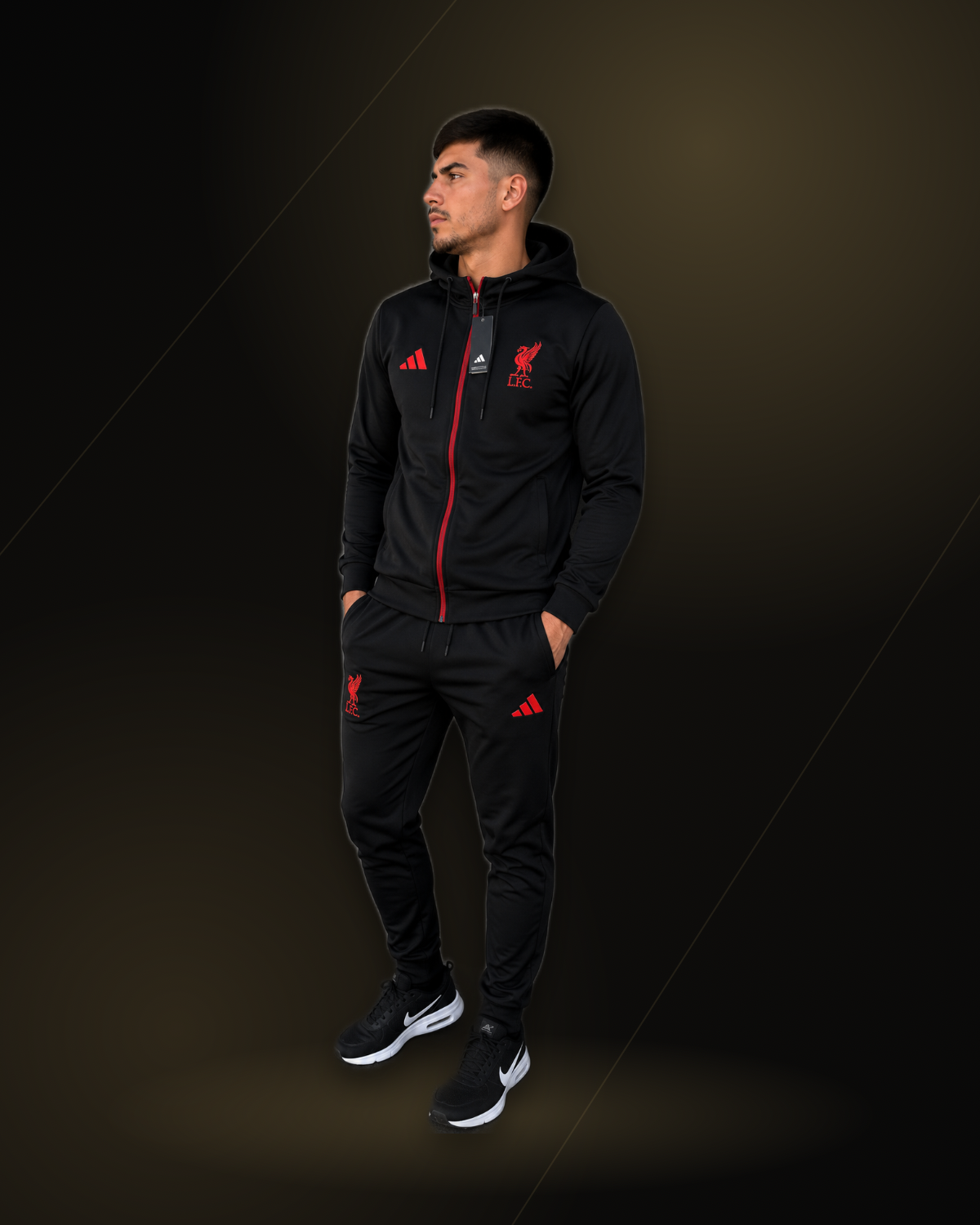Conjunto de Inverno Masculino Liverpool 2026 - Jaqueta com Capuz + Calça Preto