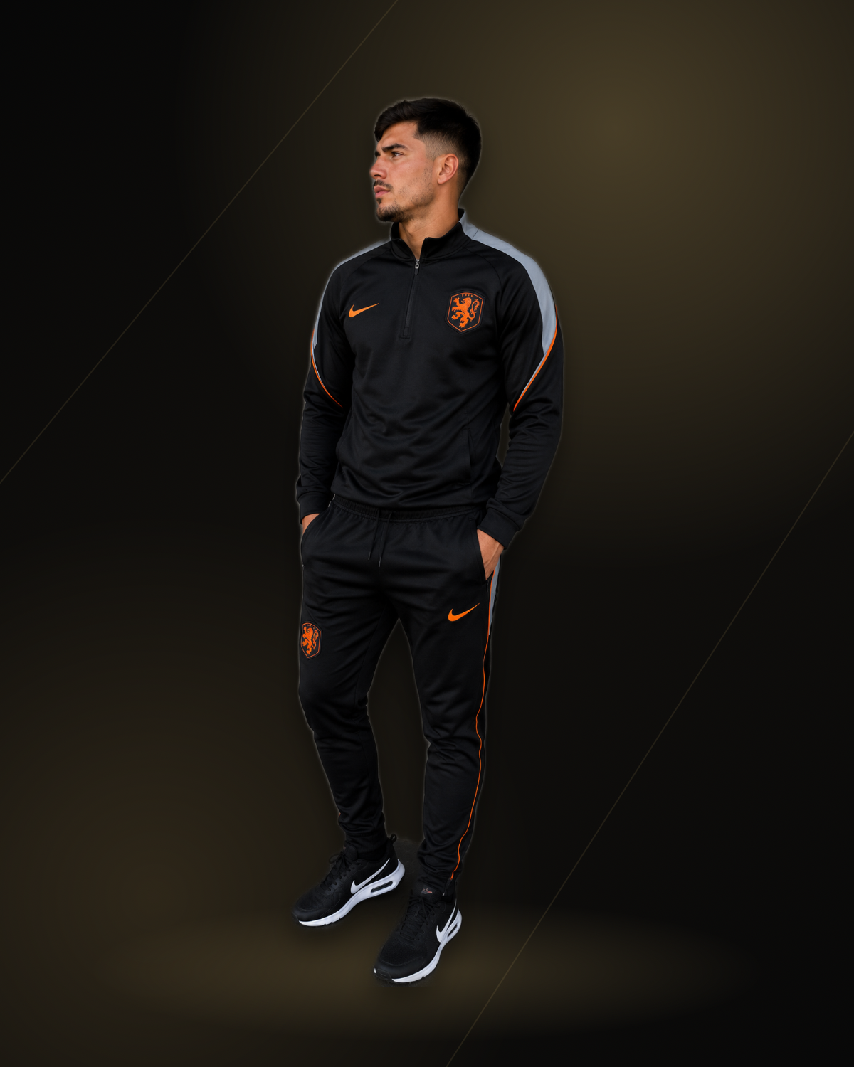 Conjunto de Inverno Masculino Holanda 2026 - Jaqueta Meio Zíper + Calça