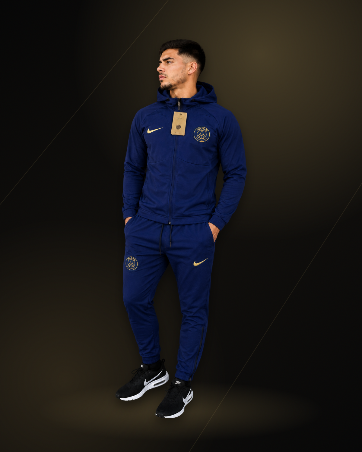 Conjunto Masculino PSG Strike Inverno 2026 Jaqueta com Capuz + Calça - Azul